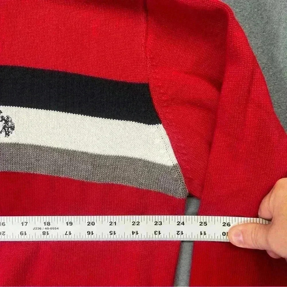 US Polo Assn. Red Navy Colorblock Sweater Cardigan Mens 2XL 100% Cotton 1177 - Picture 4 of 7